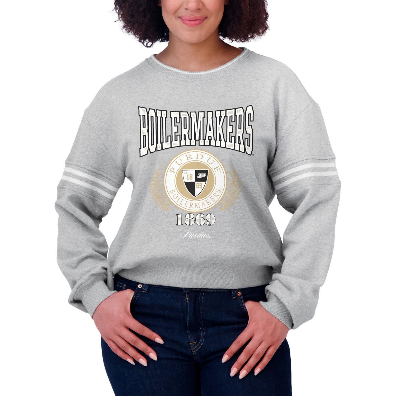 WEAR by Erin Andrews Purdue Boilermakers Classic Stripe Pullover Sweater - view number 4