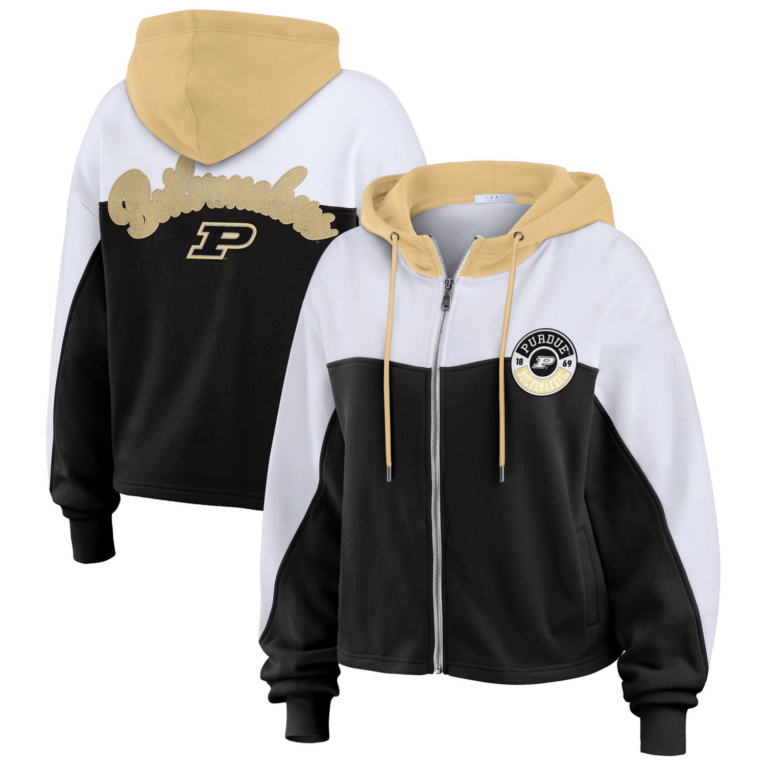 WEAR by Erin Andrews Purdue Boilermakers Color-Block Full-Zip Hoodie
