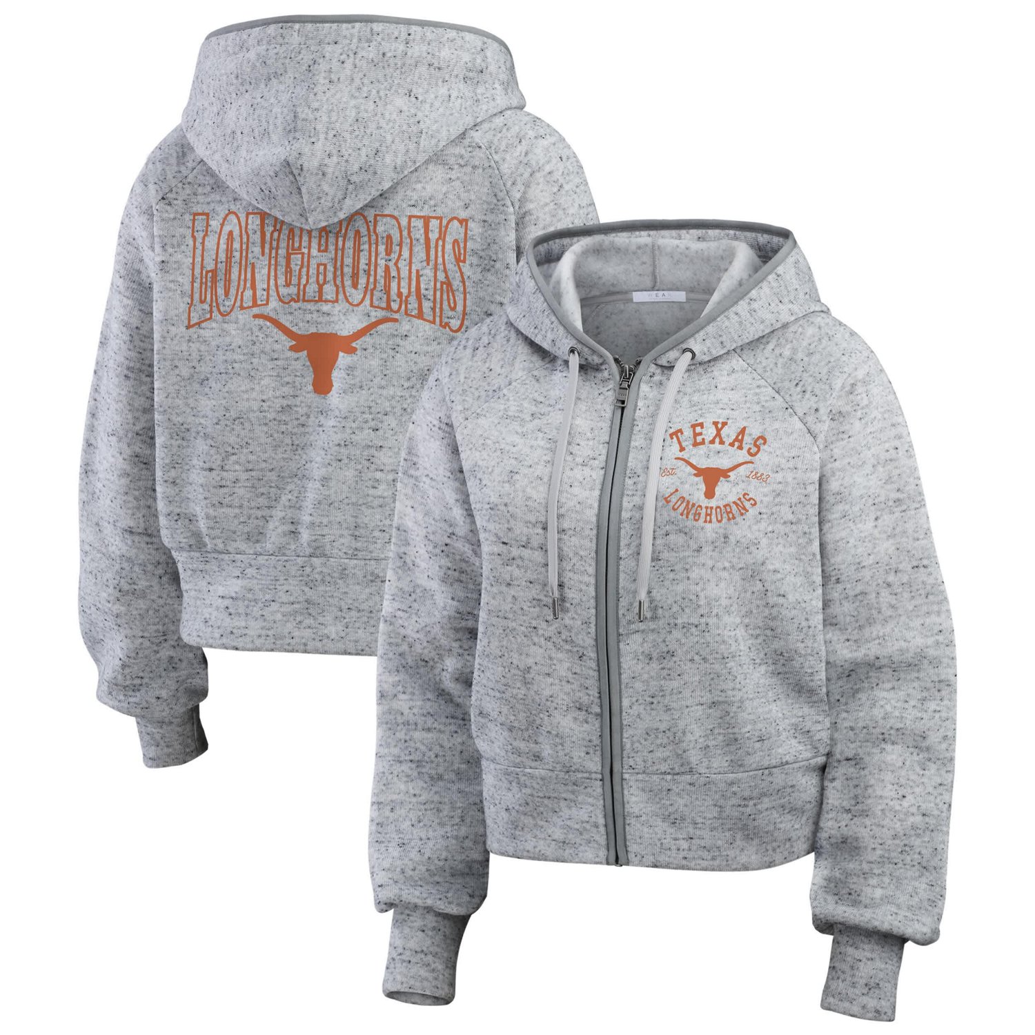 WEAR by Erin Andrews Texas Longhorns Wear Speckle Double-Hit Raglan Full-Zip Hoodie - view number 1