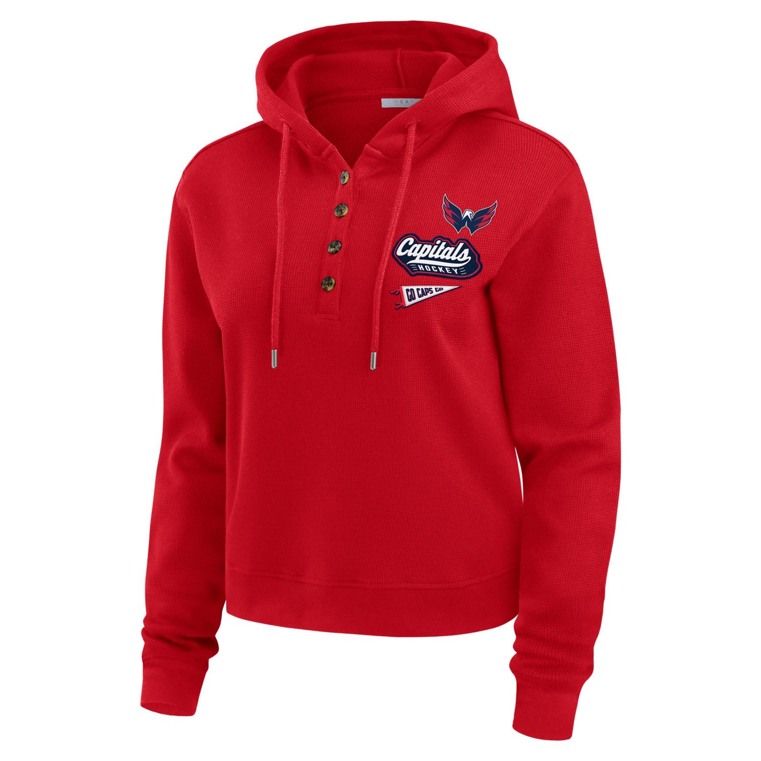 WEAR by Erin Andrews Washington Capitals Waffle-Knit Pullover Hoodie - view number 2