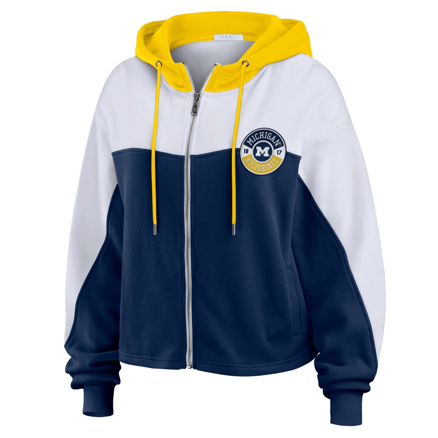 WEAR by Erin Andrews White Michigan Wolverines Color-Block Full-Zip Hoodie - view number 2