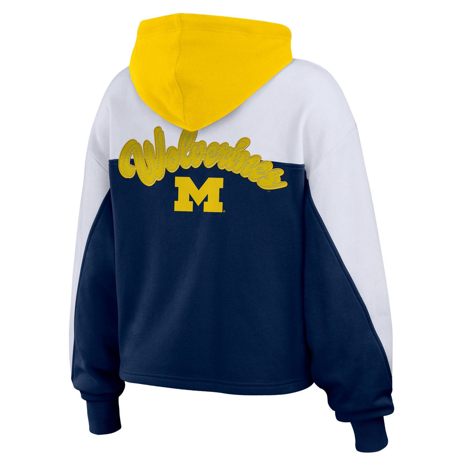 WEAR by Erin Andrews White Michigan Wolverines Color-Block Full-Zip Hoodie - view number 3