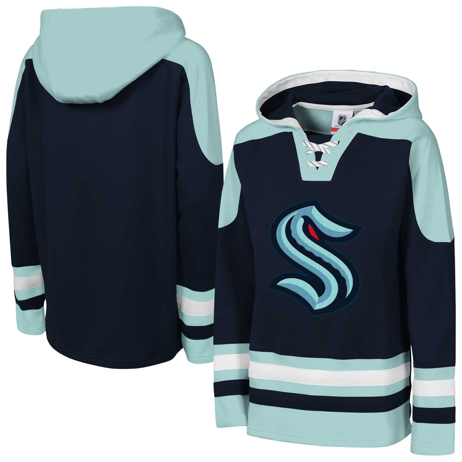 Youth Deep Sea Seattle Kraken Ageless Must Have Home V-Neck Pullover Hoodie                                                      - view number 1