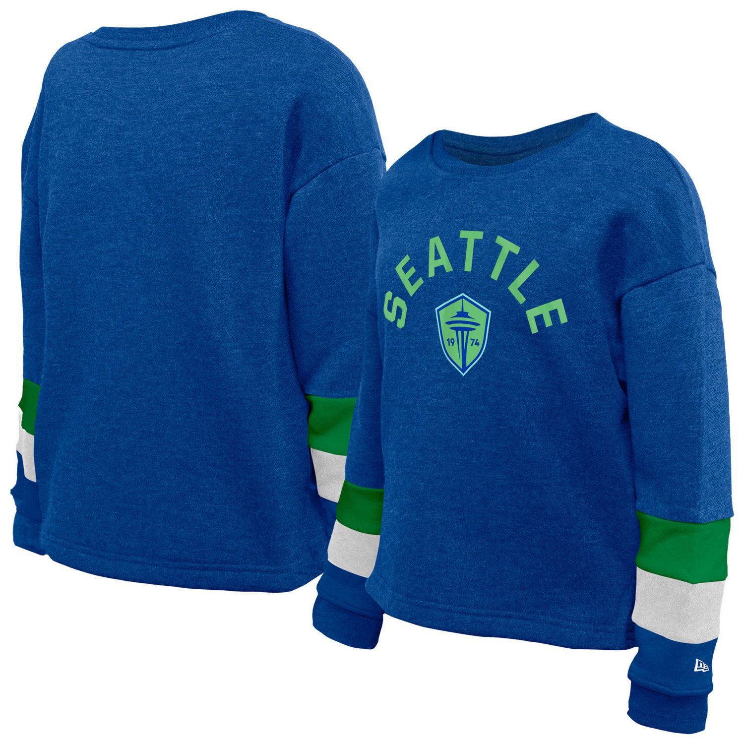 Youth Girls 5th  Ocean by New Era Seattle Sounders FC High-Low Crewneck Sweatshirt