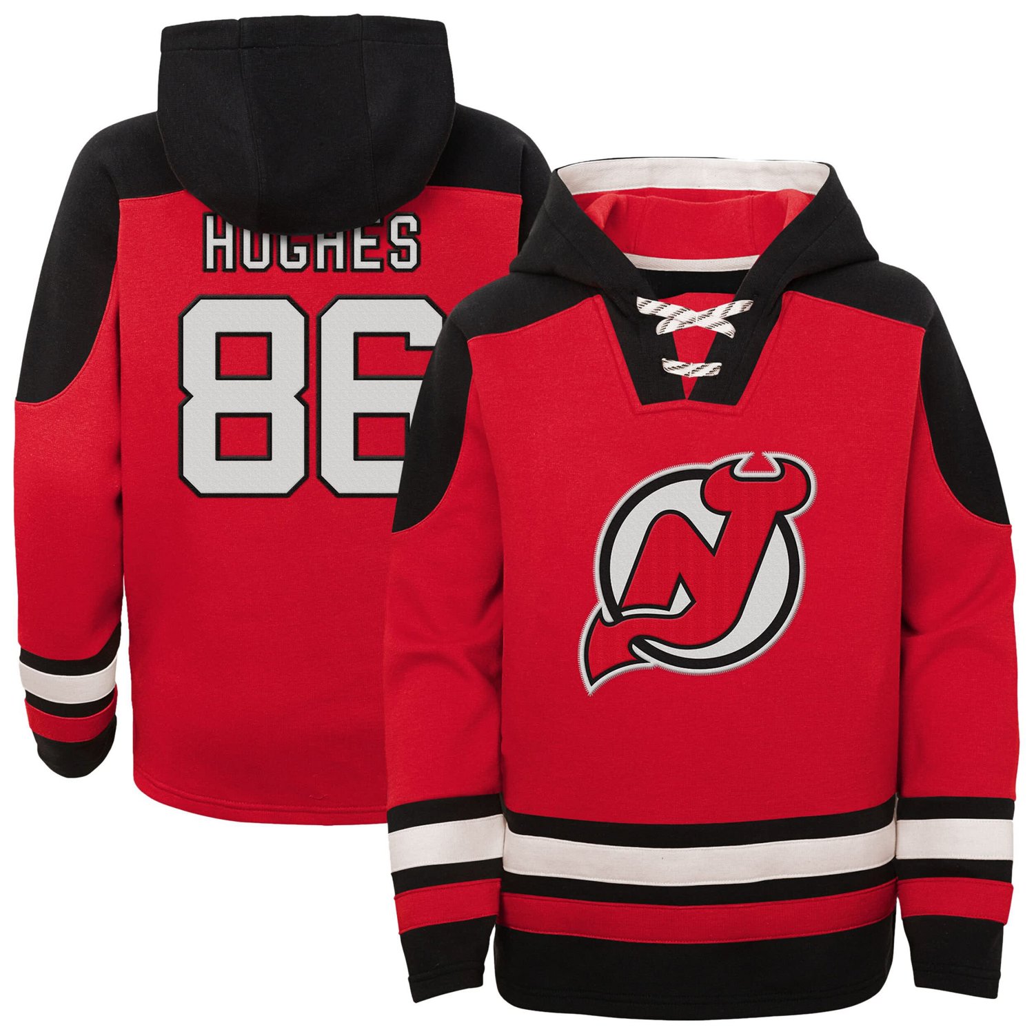Youth Jack Hughes New Jersey Devils Ageless Must-Have V-Neck Name  Number Pullover Hoodie