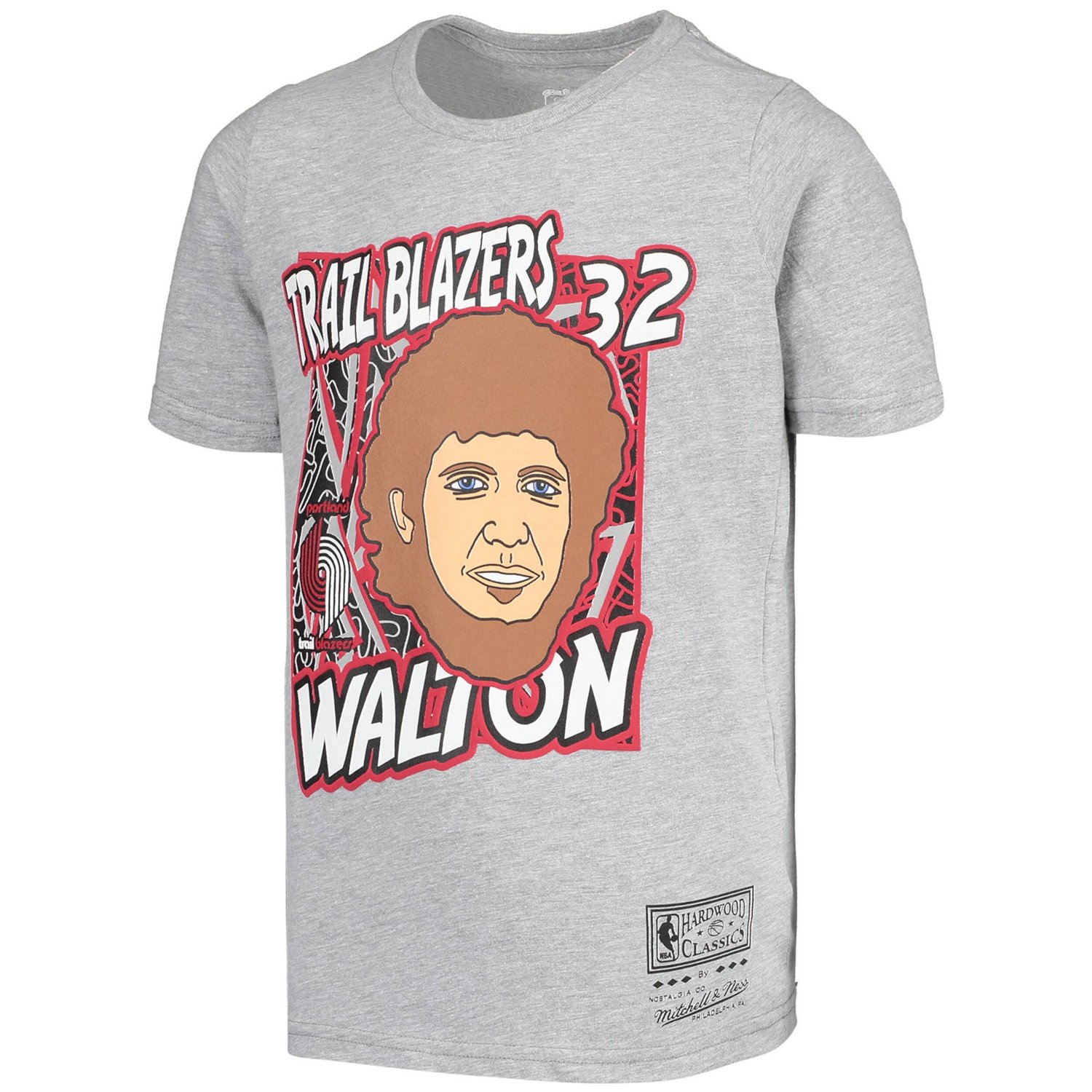 Youth Mitchell  Ness Bill Walton Portland Trail Blazers Hardwood Classics King of the Court Player T-Shirt - view number 2