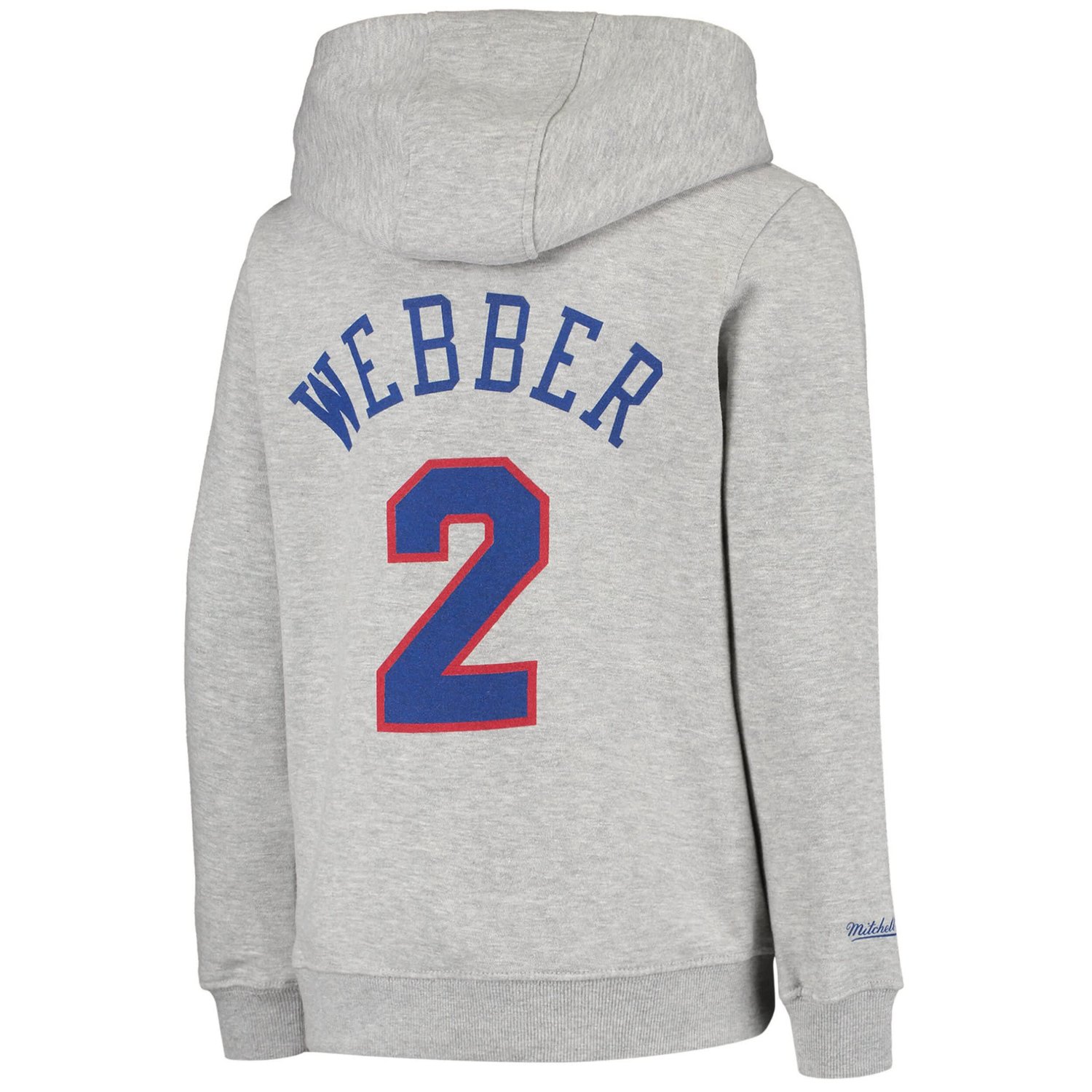 Youth Mitchell  Ness Chris Webber Heathered Gray Washington Bullets Hardwood Classics Name Number Pullover Hoodie