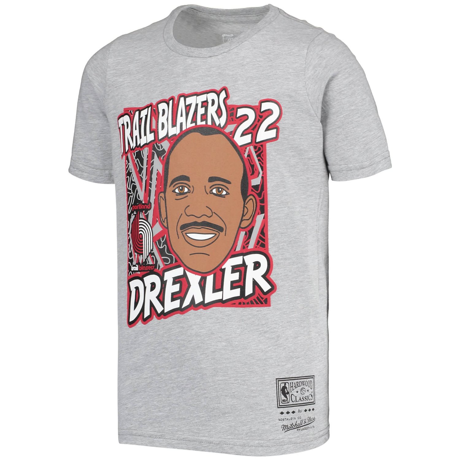 Youth Mitchell  Ness Clyde Drexler Portland Trail Blazers Hardwood Classics King of the Court Player T-Shirt - view number 2