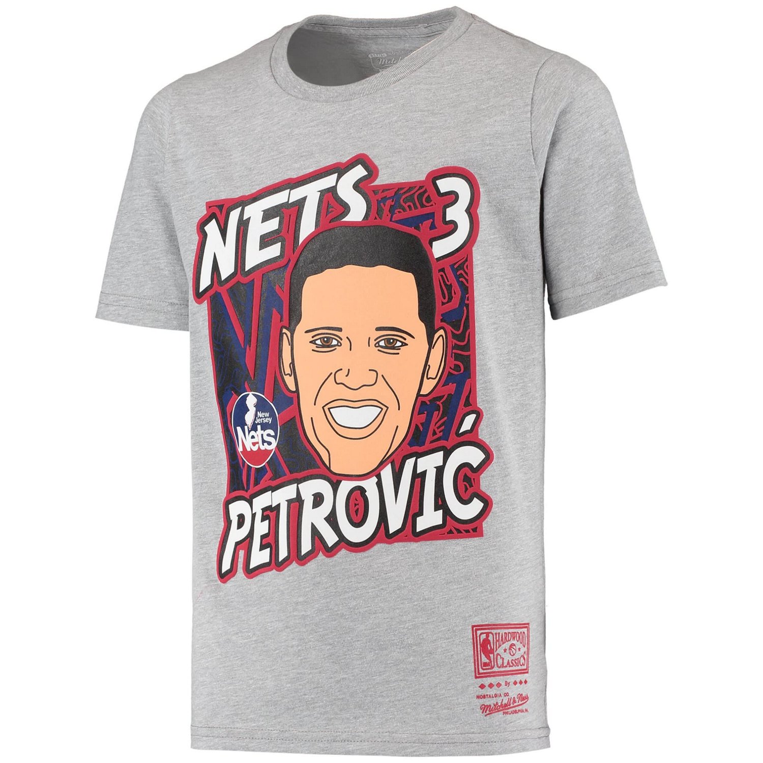 Youth Mitchell  Ness Drazen Petrovic Heathered Gray New Jersey Nets Hardwood Classics King of the Court Player T-Shirt
