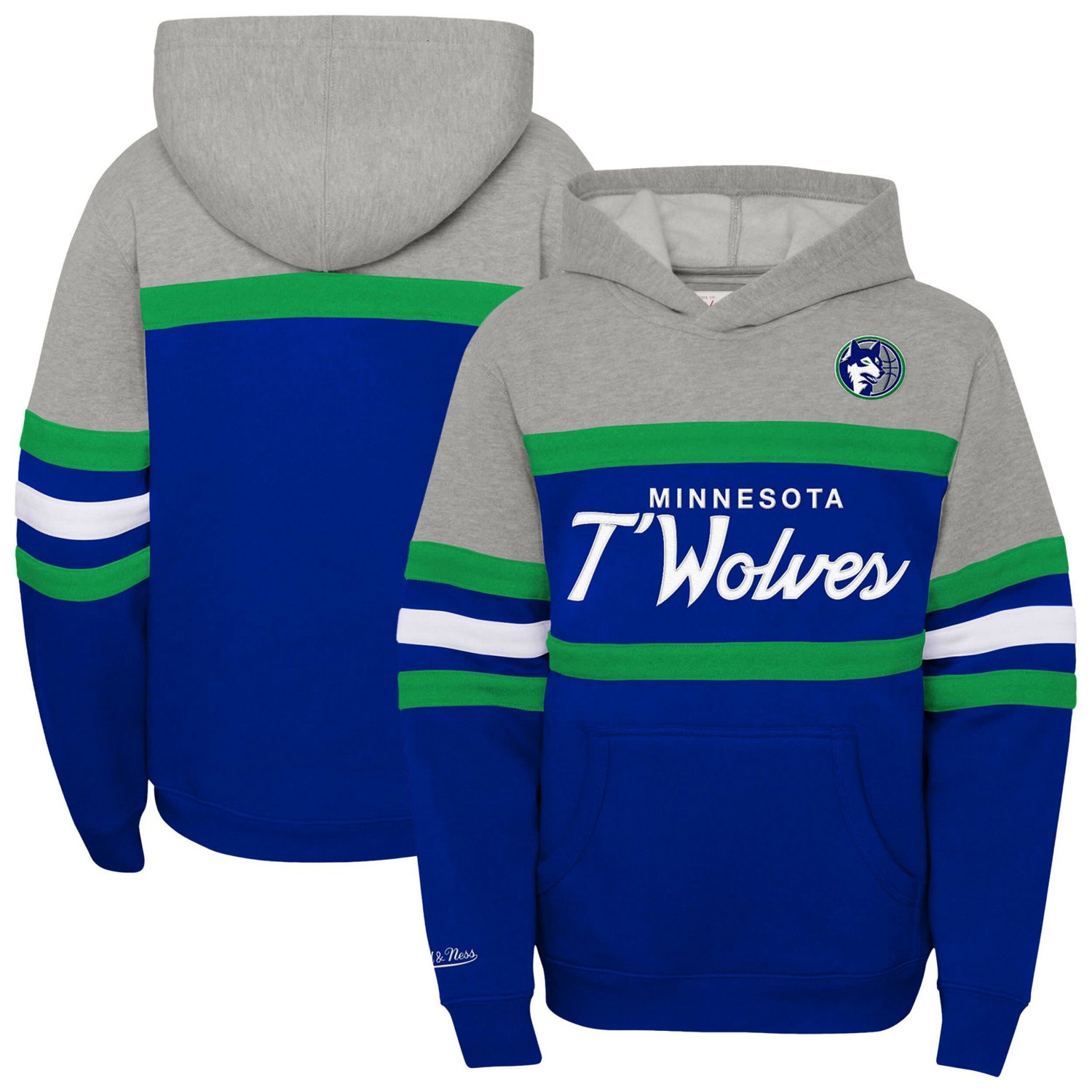 Youth Mitchell  Ness Heather Gray Minnesota Timberwolves Hardwood Classics Head Coach Pullover Hoodie
