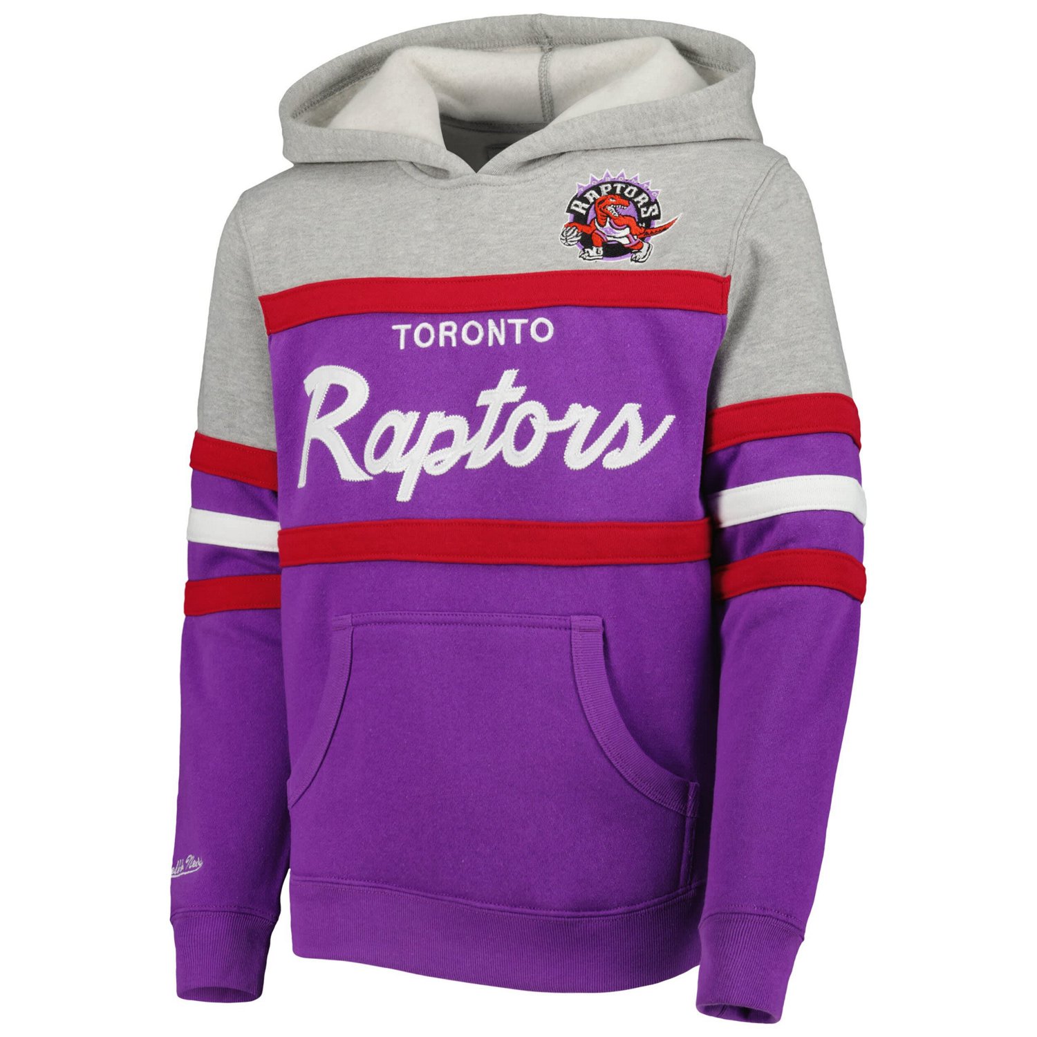 Youth Mitchell  Ness Heather Gray Toronto Raptors Hardwood Classics Head Coach Pullover Hoodie - view number 2