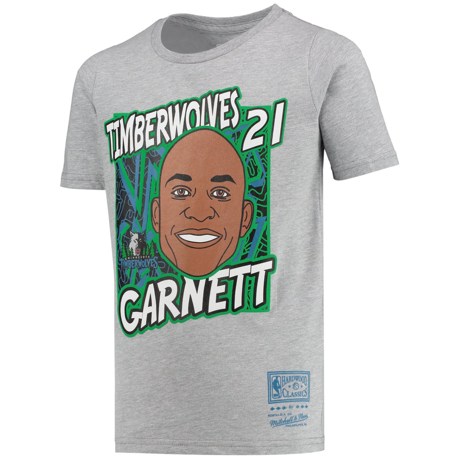 Youth Mitchell  Ness Kevin Garnett Gray Minnesota Timberwolves Hardwood Classics King of the Court Player T-Shirt - view number 2