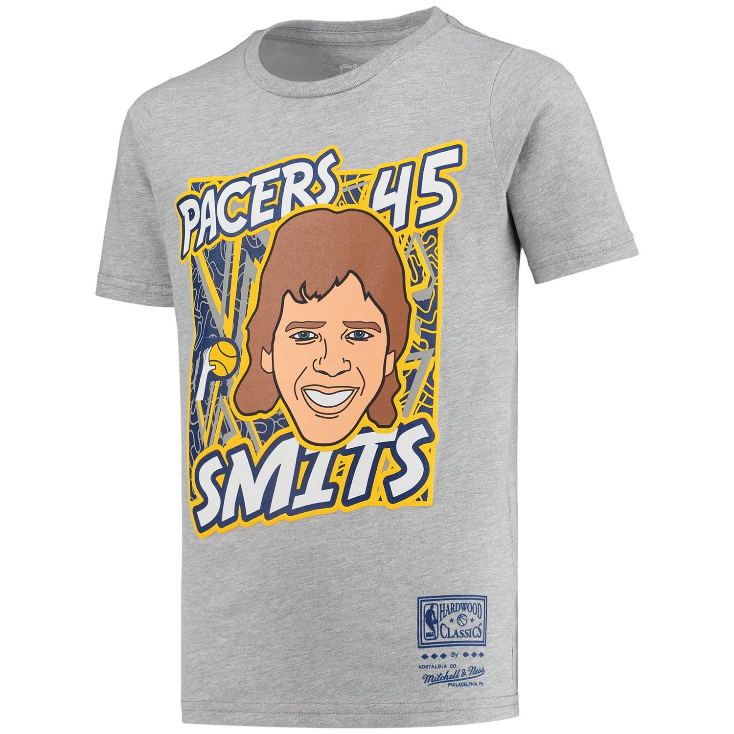 Youth Mitchell  Ness Rik Smits Gray Indiana Pacers Hardwood Classics King of the Court Player T-Shirt - view number 2
