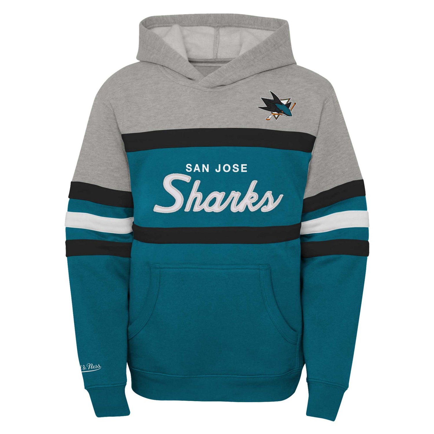 Youth Mitchell  Ness San Jose Sharks Head Coach Pullover Hoodie                                                                  - view number 2