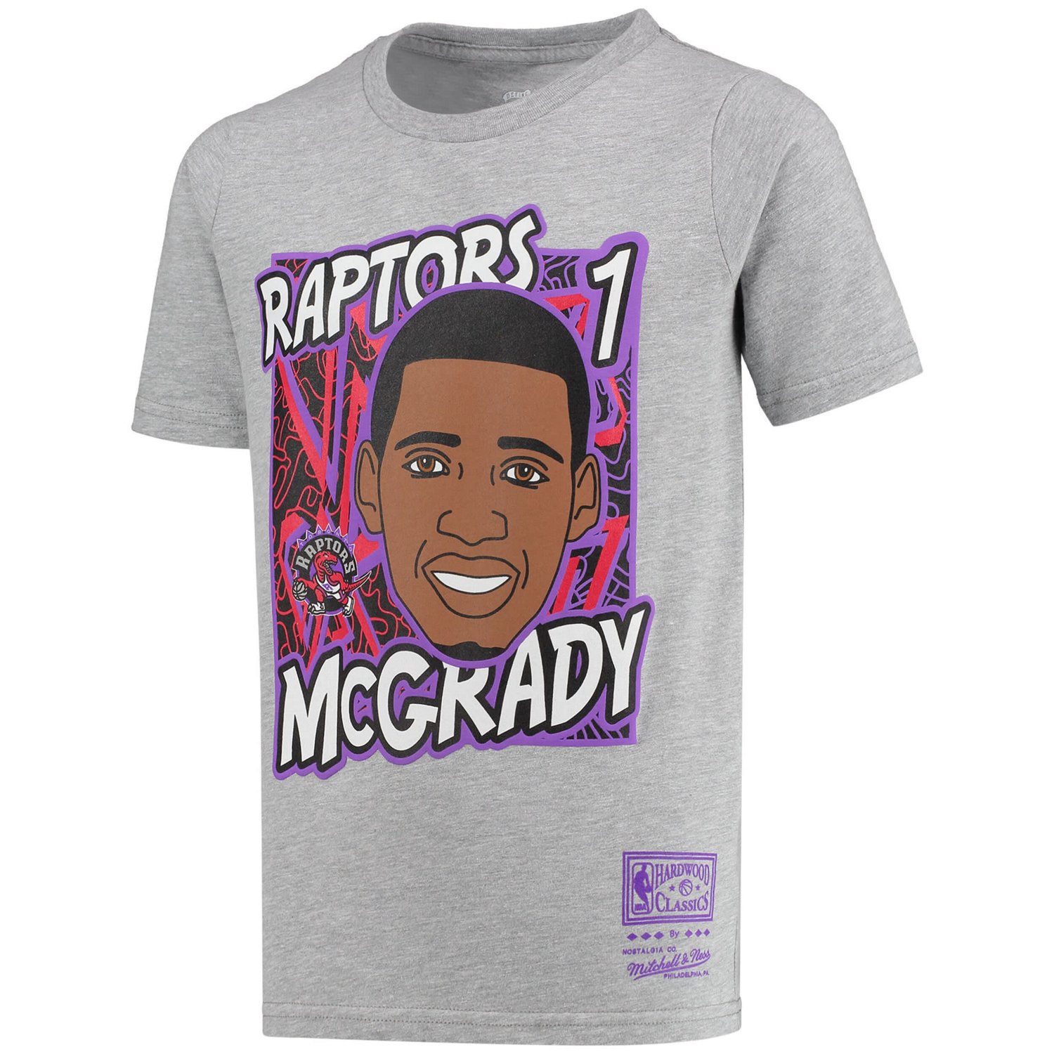 Youth Mitchell  Ness Tracy McGrady Gray Toronto Raptors Hardwood Classics King of the Court Player T-Shirt - view number 2