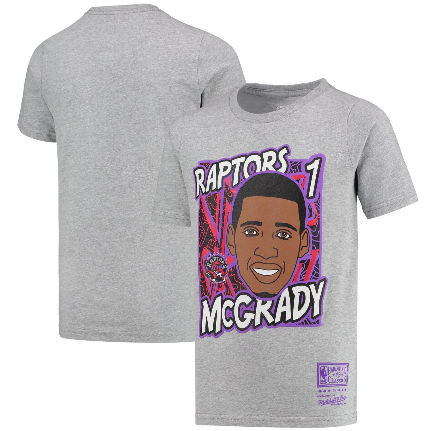 Youth Mitchell  Ness Tracy McGrady Gray Toronto Raptors Hardwood Classics King of the Court Player T-Shirt - view number 1
