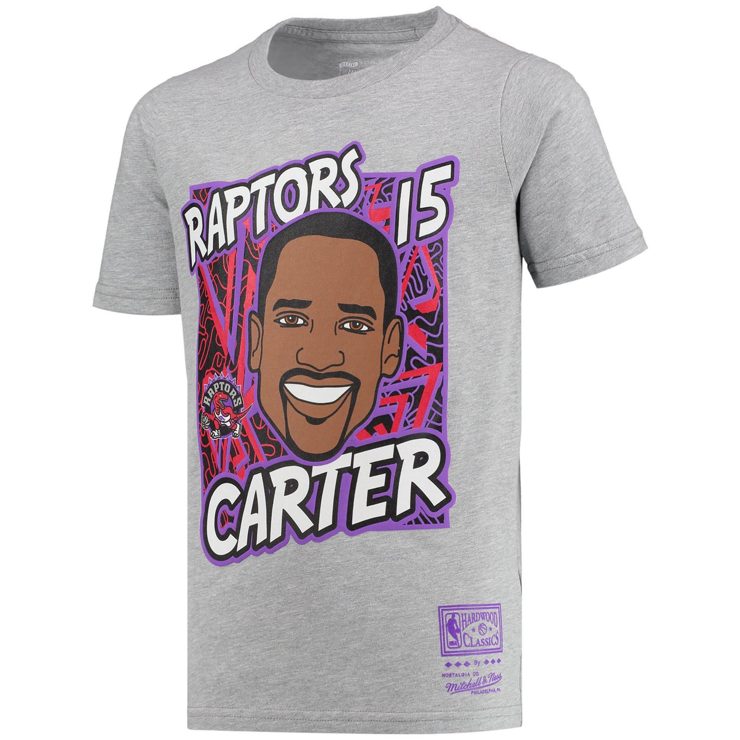 Youth Mitchell  Ness Vince Carter Gray Toronto Raptors Hardwood Classics King of the Court Player T-Shirt - view number 2