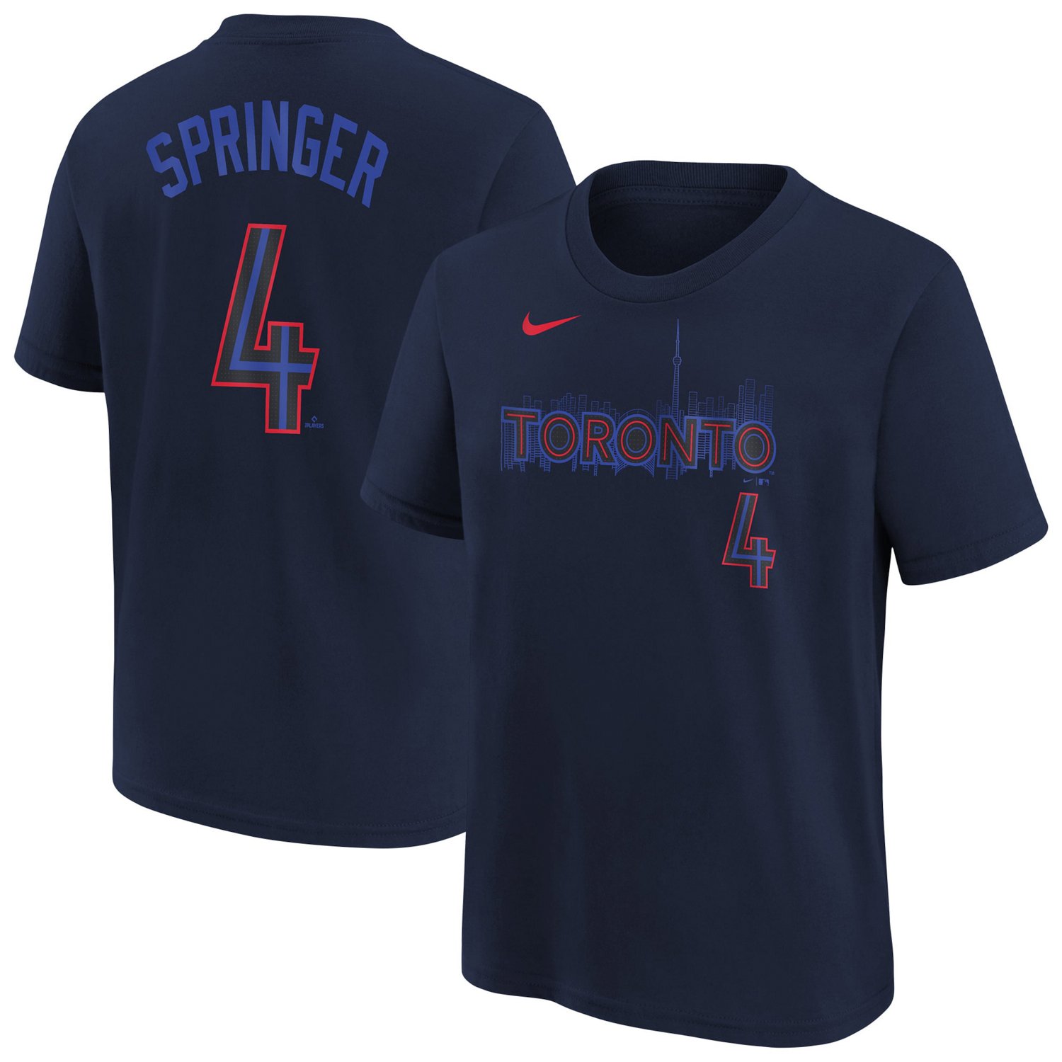 Youth Nike George Springer Toronto Blue Jays Fuse City Connect Name  Number T-Shirt