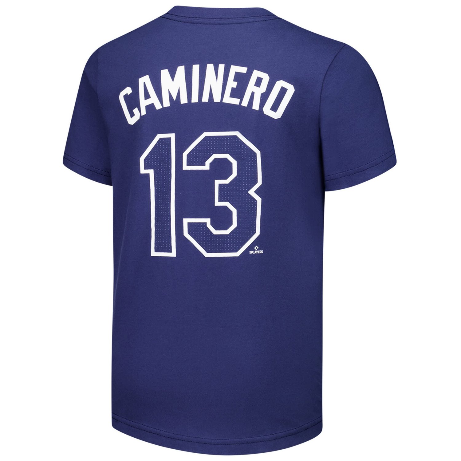 Youth Nike Junior Caminero Tampa Bay Rays Name  Number T-Shirt - view number 3