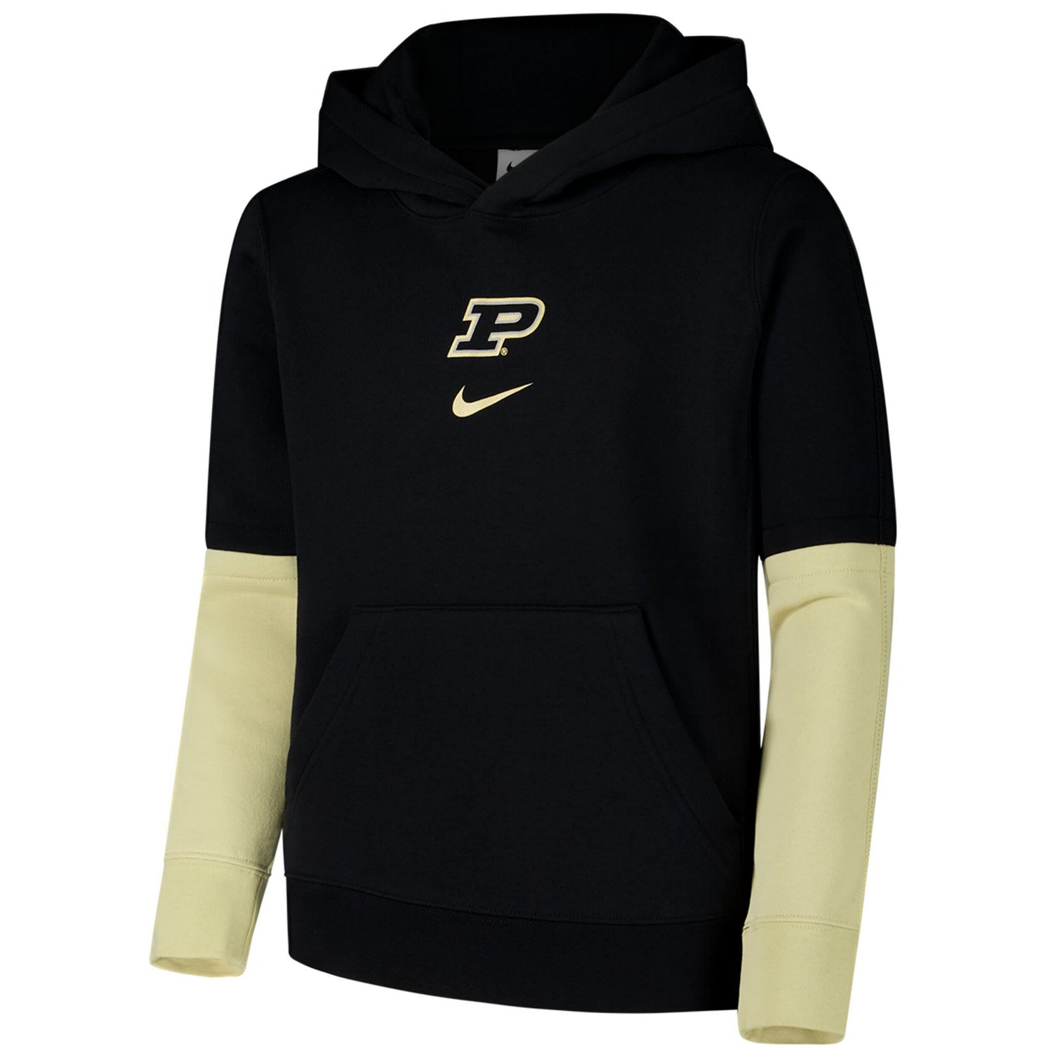 Youth Nike Purdue Boilermakers 2024 Sideline Club Fleece Color Block Pullover Hoodie                                             - view number 2