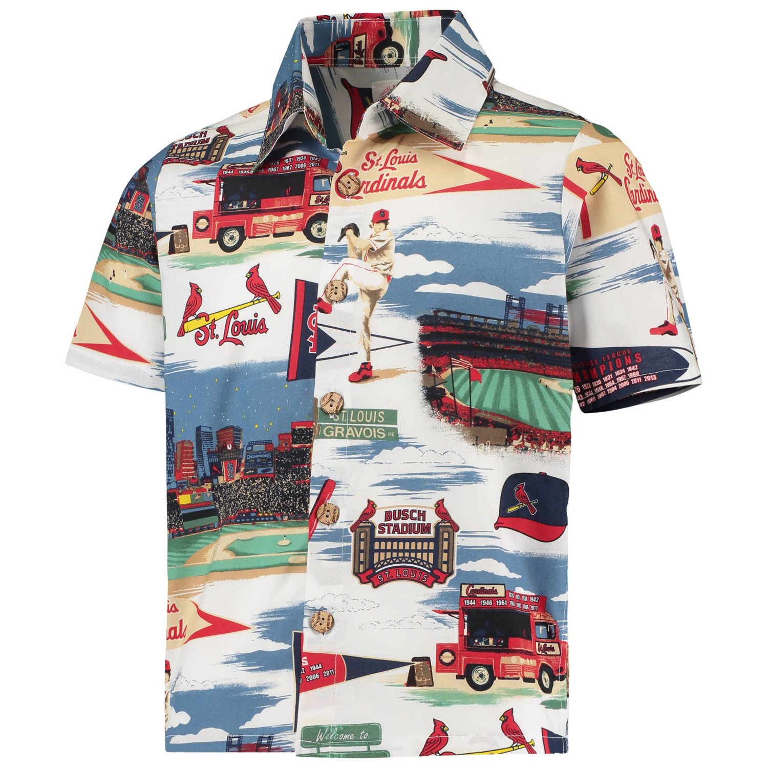 Youth Reyn Spooner St Louis Cardinals Scenic Button-Up Shirt - view number 2
