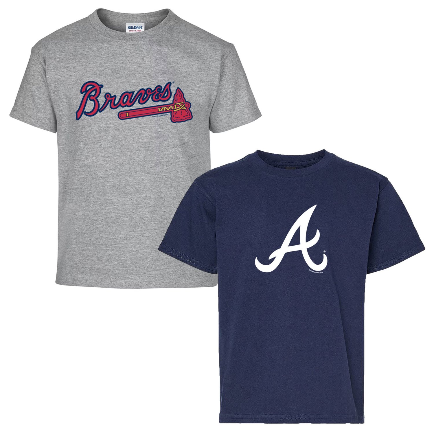 Youth Soft as a Grape Gray Atlanta Braves Two-Pack T-Shirt Set