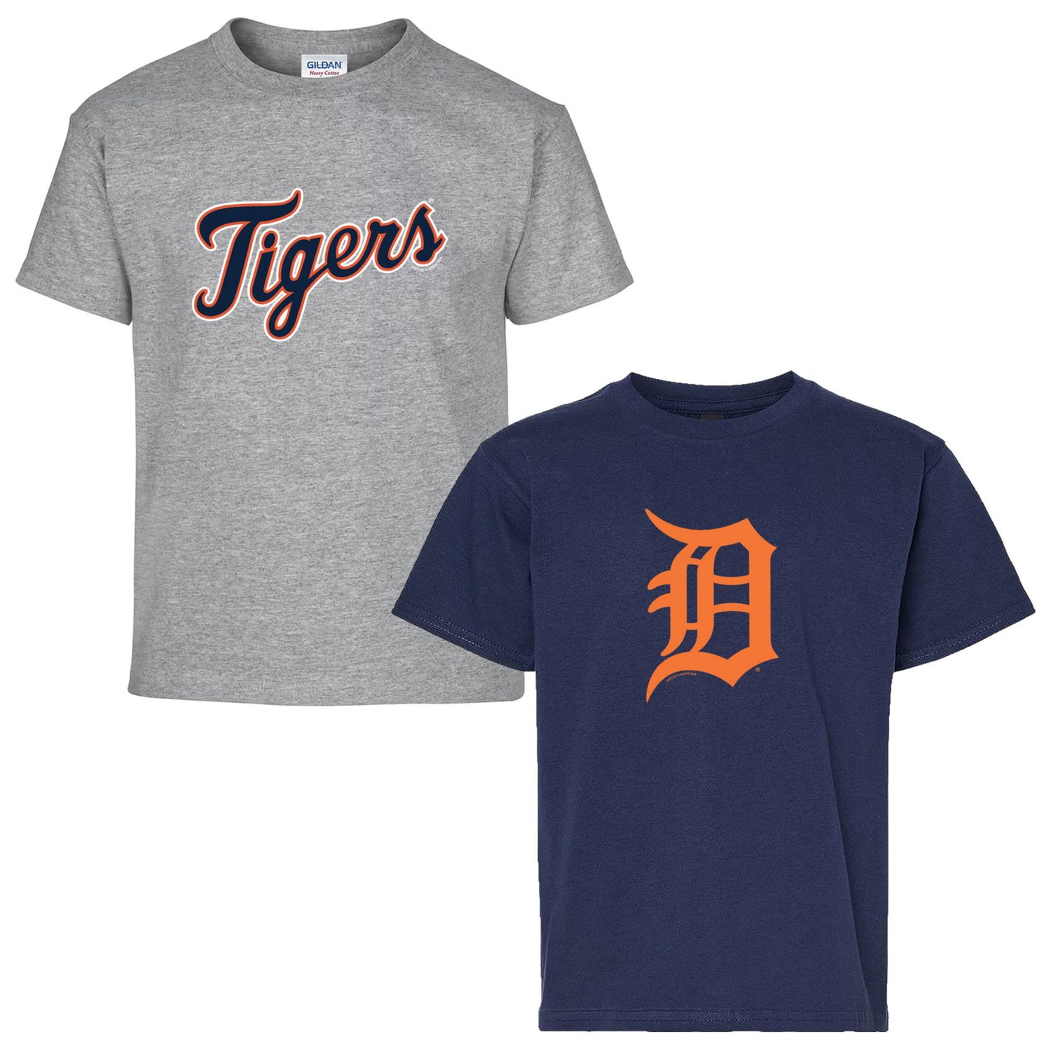 Youth Soft as a Grape Heather Gray Detroit Tigers Two-Pack T-Shirt Set
