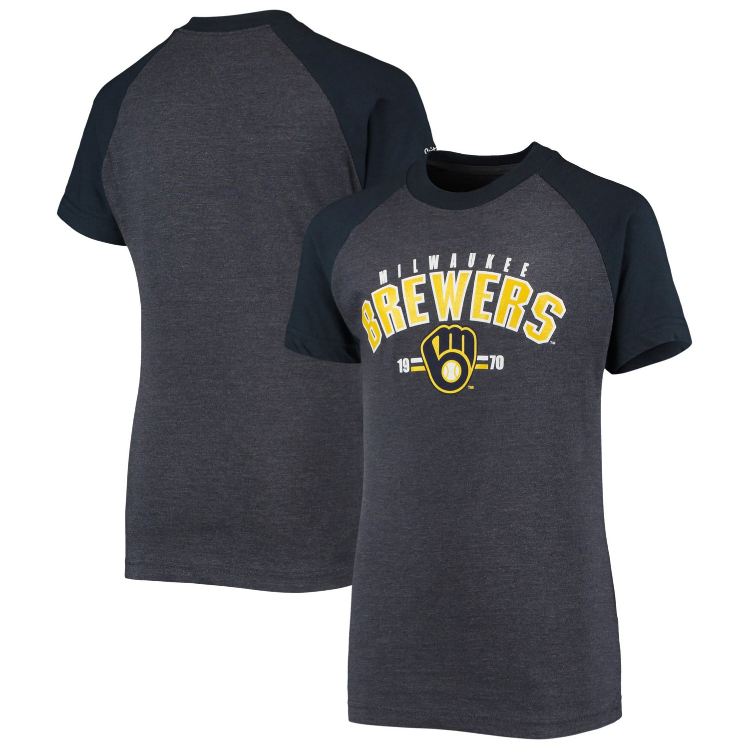 Youth Stitches Heathered Milwaukee Brewers Raglan T-Shirt