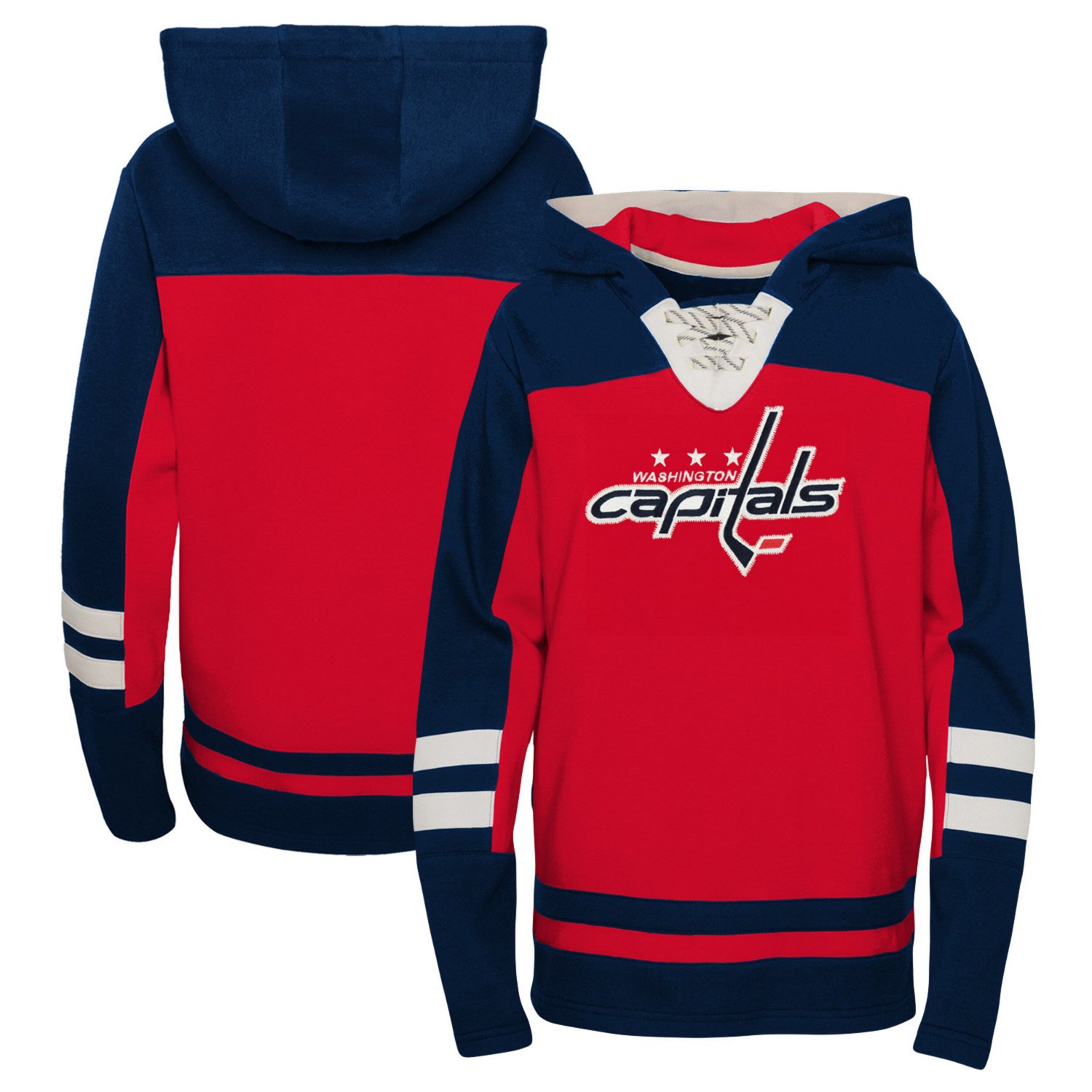 Youth Washington Capitals Ageless Revisited Lace-Up V-Neck Pullover Hoodie