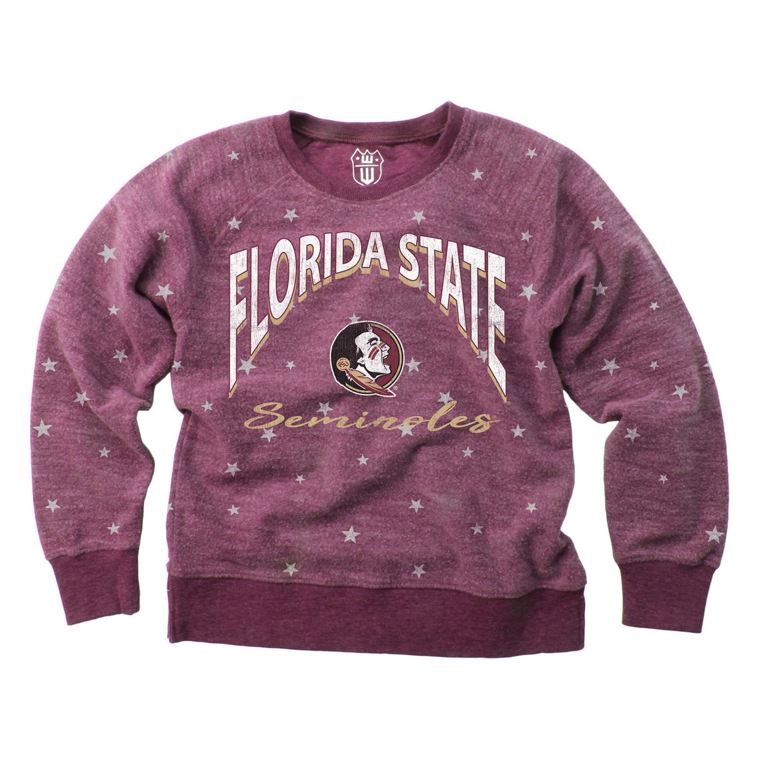 Youth Wes  Willy Florida State Seminoles Shimmer Star Reverse Fleece Raglan Pullover Sweatshirt - view number 1