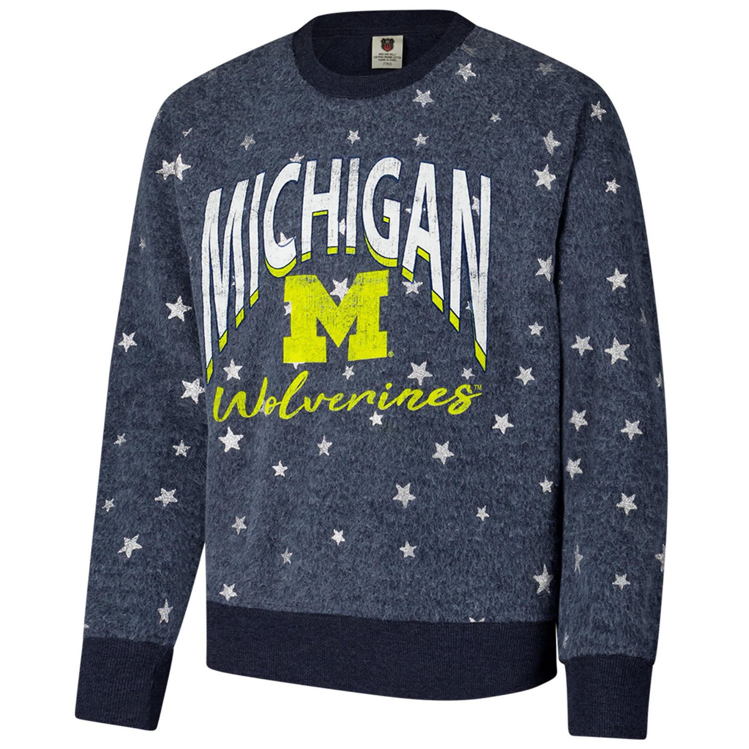 Youth Wes  Willy Michigan Wolverines Shimmer Star Reverse Fleece Raglan Pullover Sweatshirt - view number 2