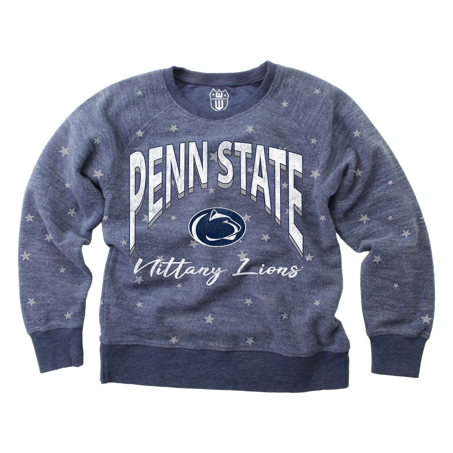 Youth Wes  Willy Penn State Nittany Lions Shimmer Star Reverse Fleece Raglan Pullover Sweatshirt