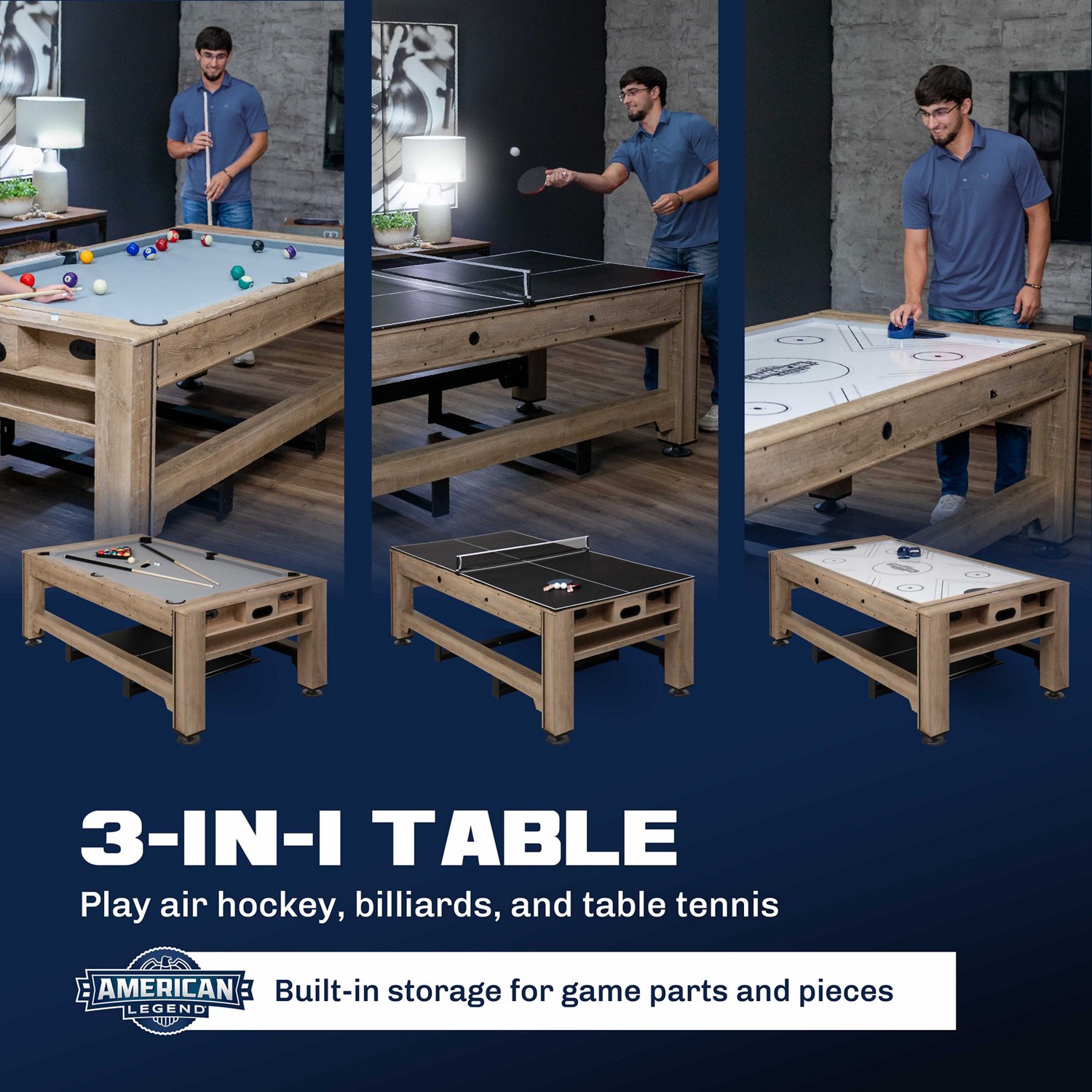 American Legend 84" Westbrook 3-In-1 Multi Game Table                                                                            - view number 3