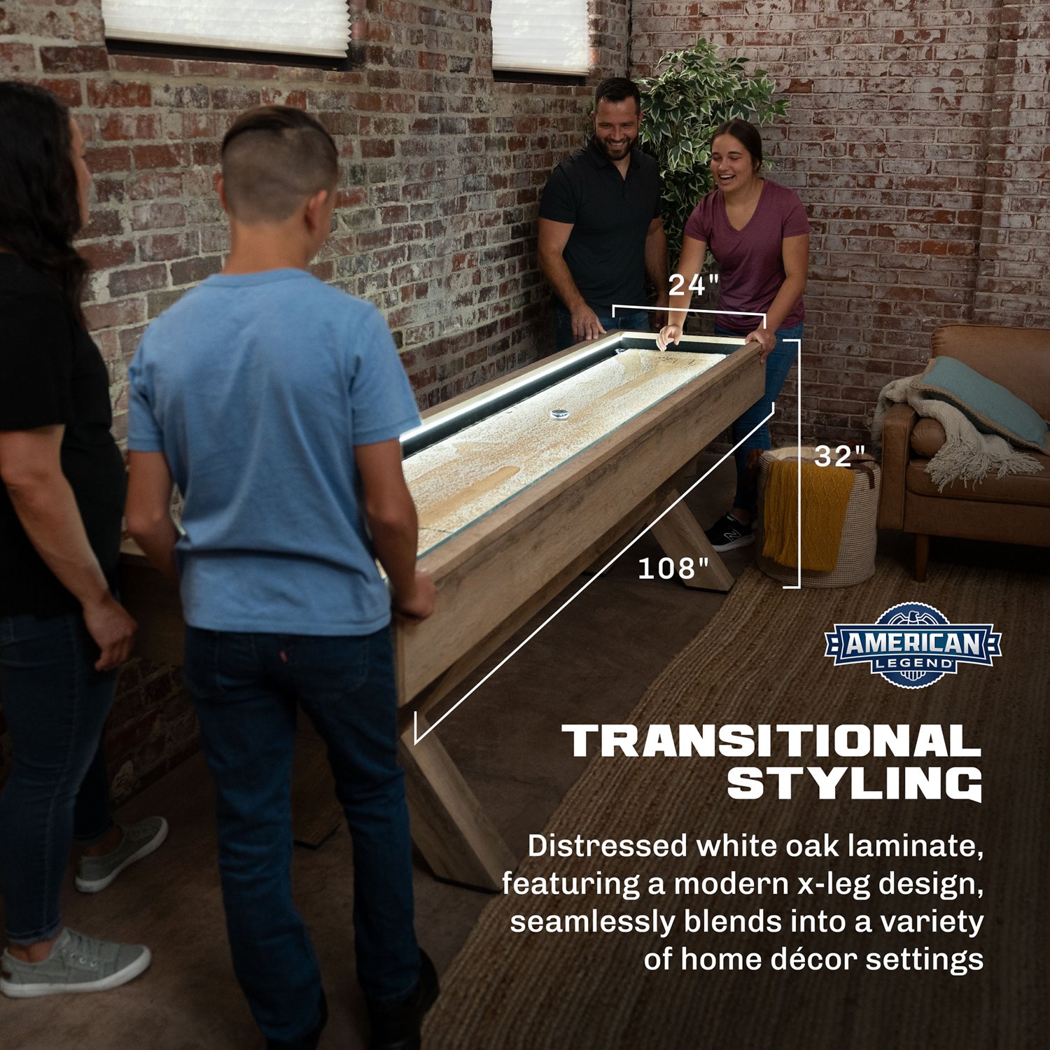 American Legend LED Shuffleboard Table with Buffet Top                                                                           - view number 2