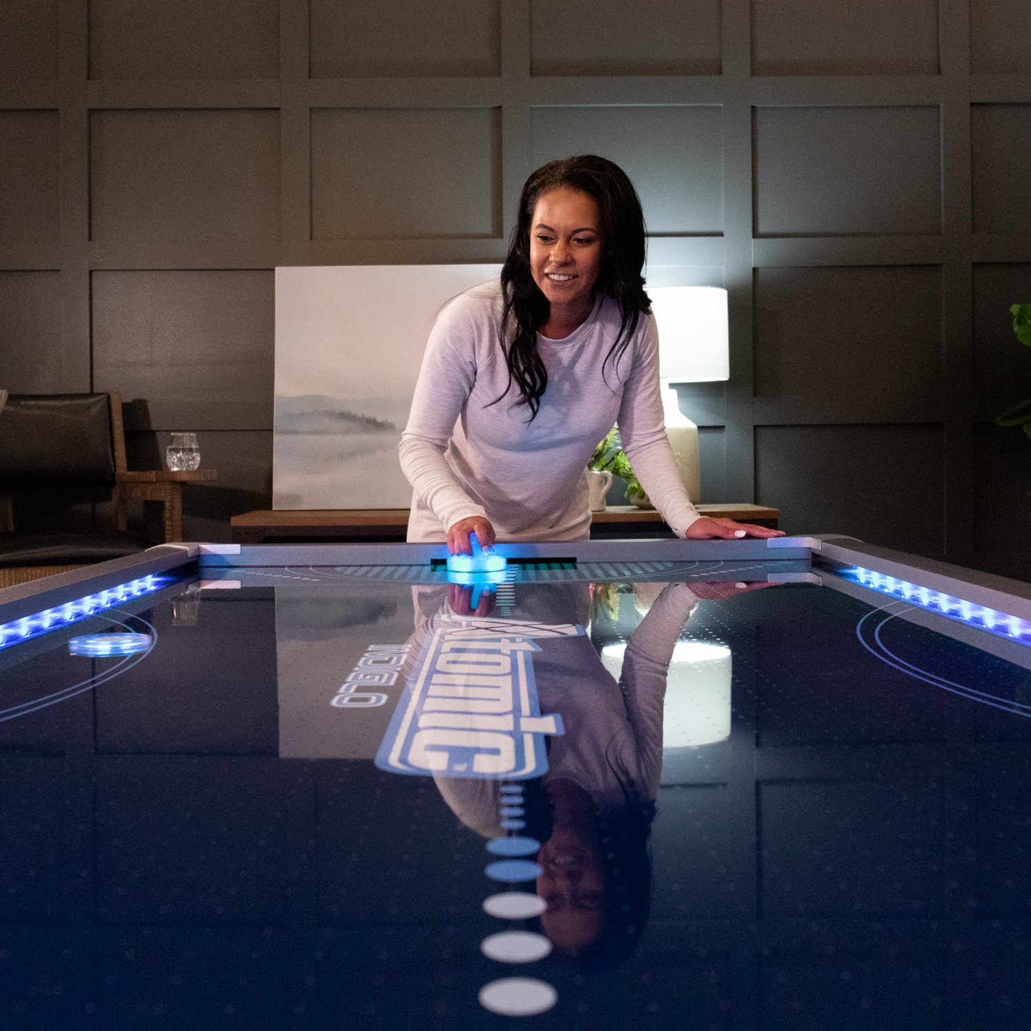 Atomic 90 in Indiglo LED Light Up Arcade Air Hockey Table