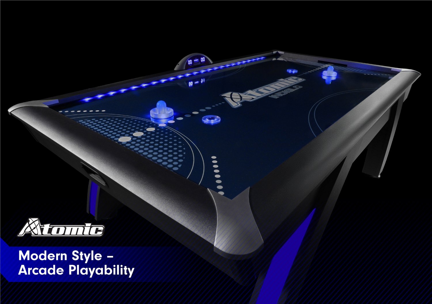 Atomic 90 in Indiglo LED Light Up Arcade Air Hockey Table                                                                        - view number 2