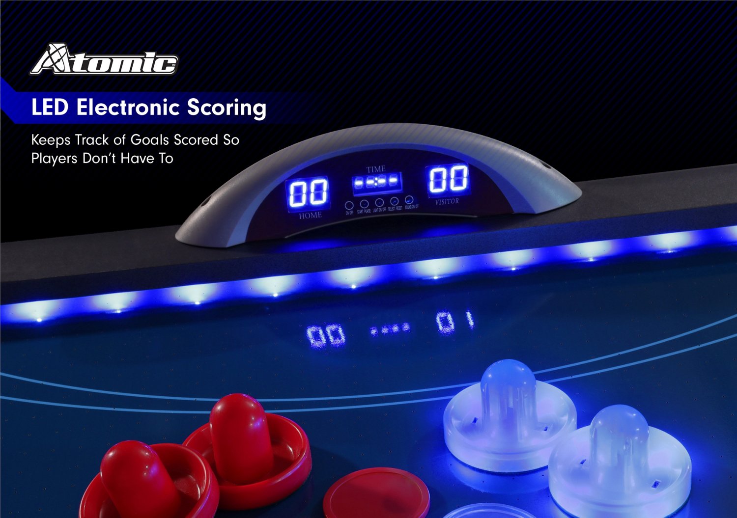 Atomic 90 in Indiglo LED Light Up Arcade Air Hockey Table                                                                        - view number 4