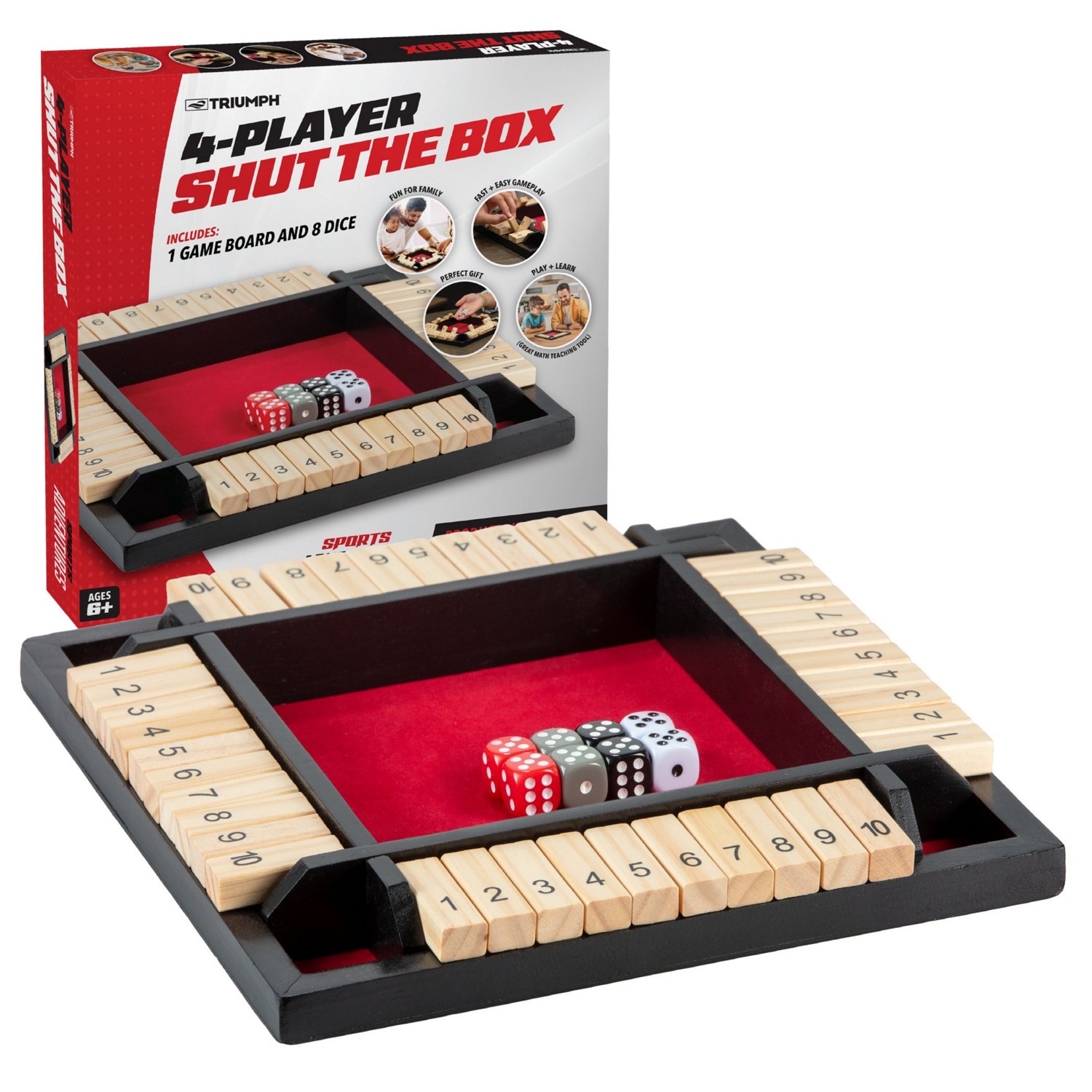 Triumph 4-Player Shut the Box Board Game