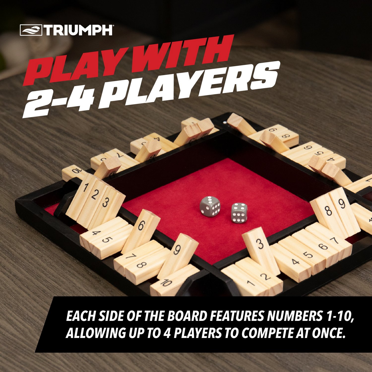 Triumph 4-Player Shut the Box Board Game