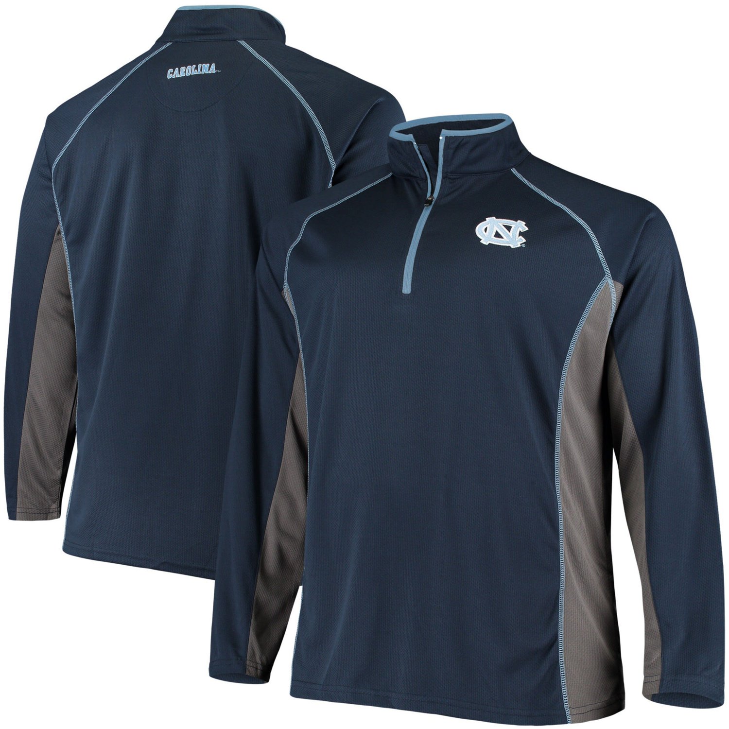 /Charcoal North Carolina Tar Heels Big  Tall Raglan Quarter-Zip Jacket