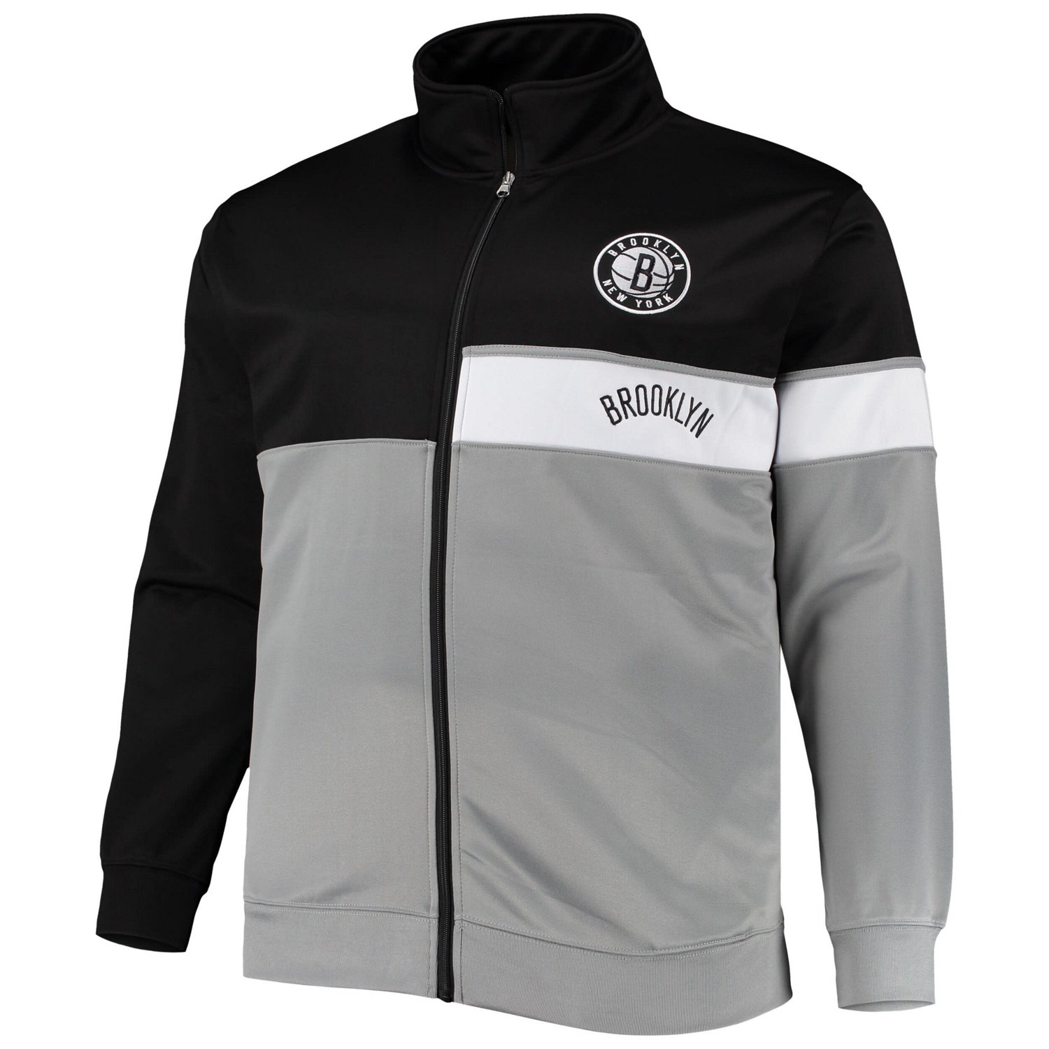 /Gray Brooklyn Nets Big  Tall Pieced Body Full-Zip Track Jacket - view number 2