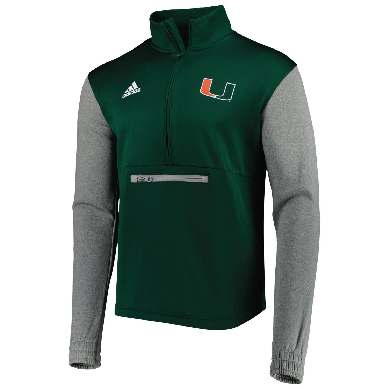 adidas /Heathered Gray Miami Hurricanes Team AEROREADY Half-Zip Top - view number 2