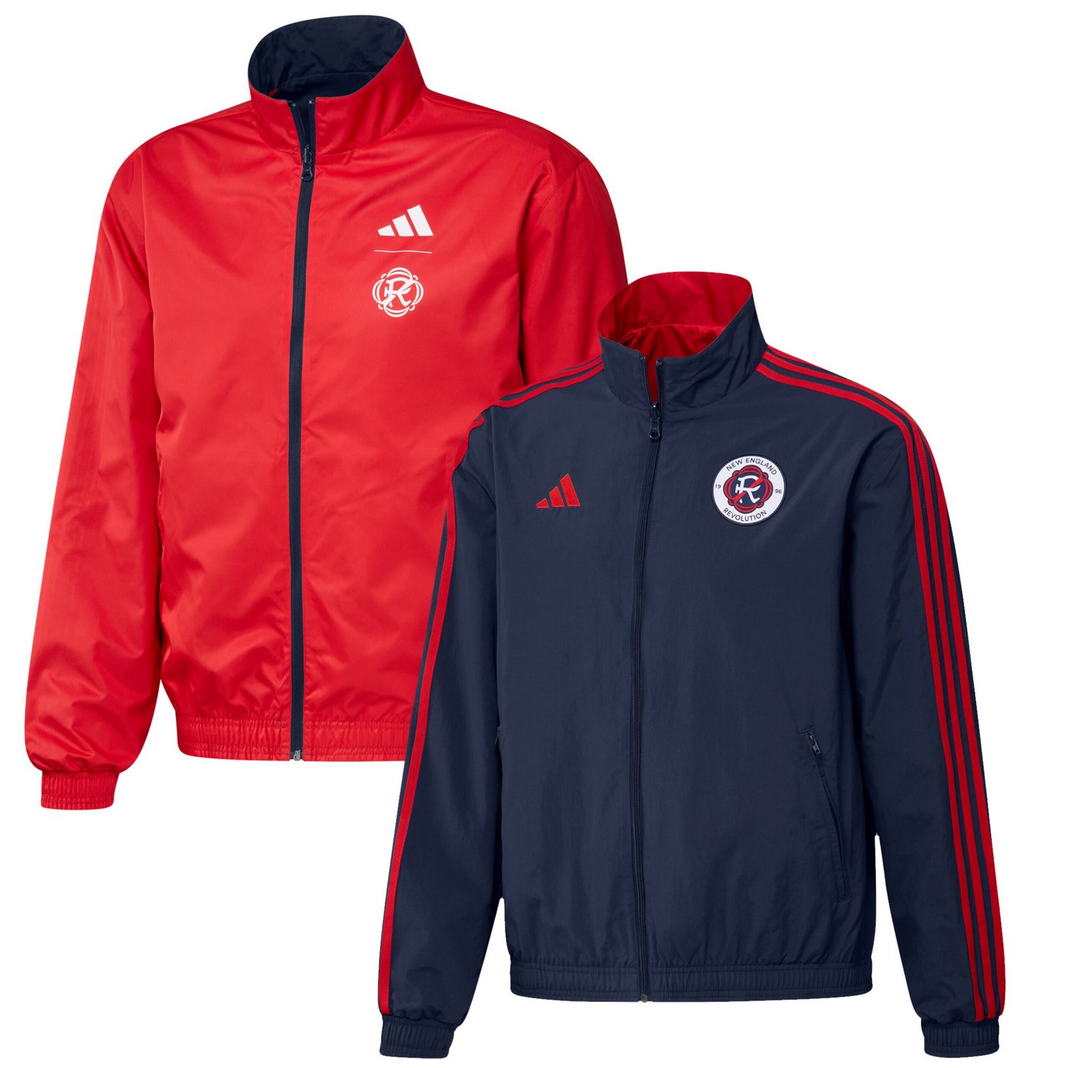 Men s Adidas Navy Red New England Revolution 2023 On Field Anthem Full Zip Reversible Team Jacket Size Medium