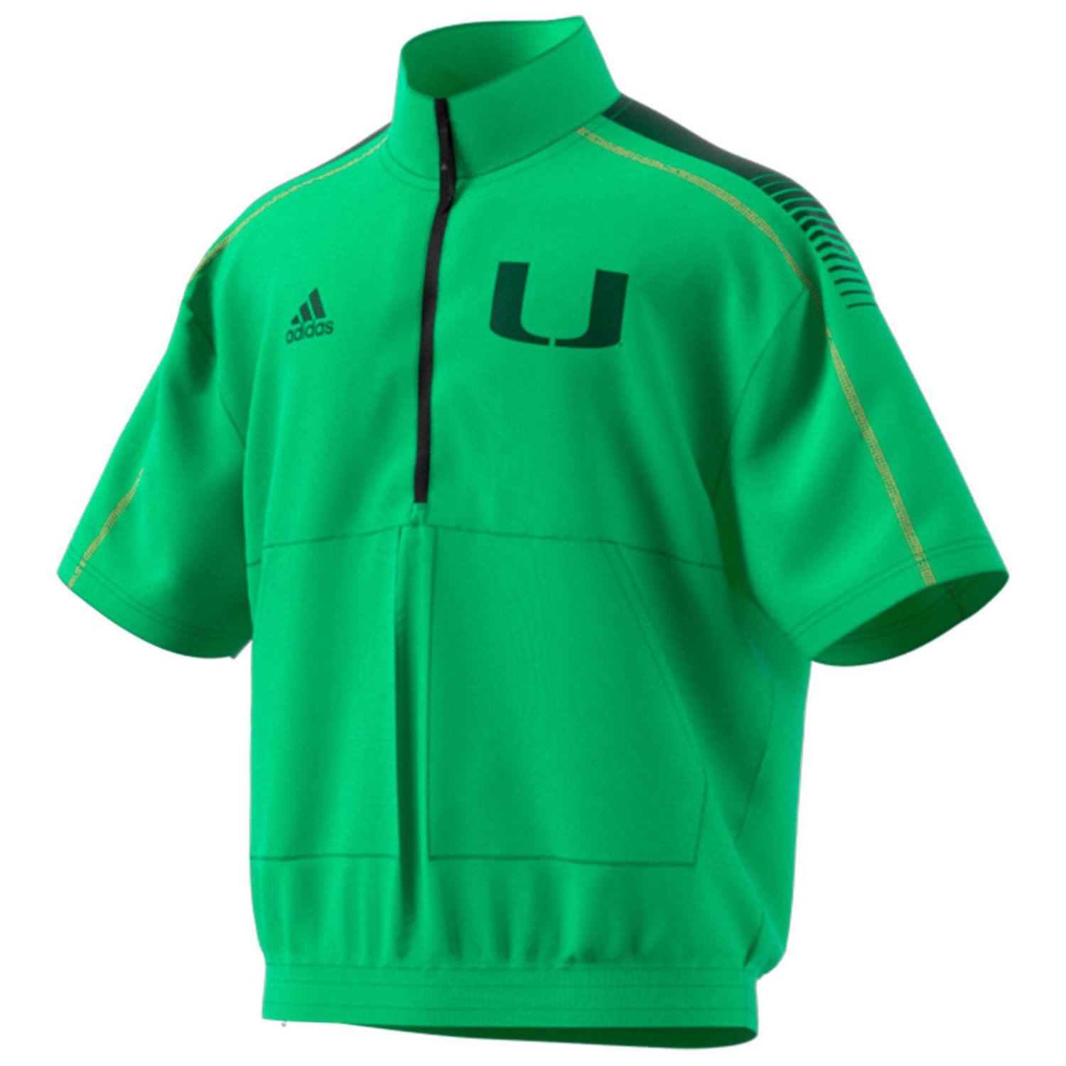 adidas Miami Hurricanes Miami Nights Strategy Half-Zip Short Sleeve Jacket                                                       - view number 2