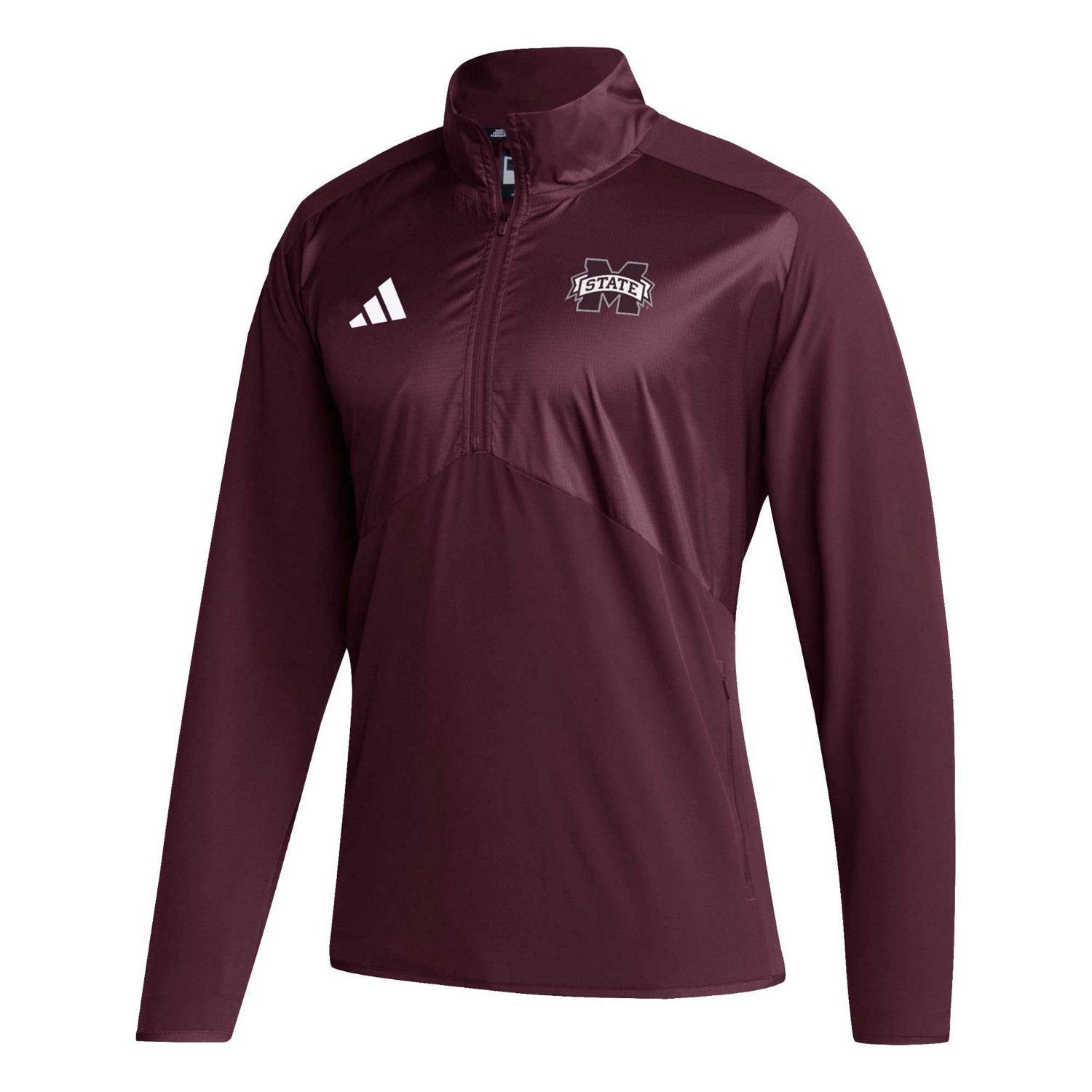 adidas Mississippi State Bulldogs Sideline AEROREADY Raglan Sleeve Quarter-Zip Jacket