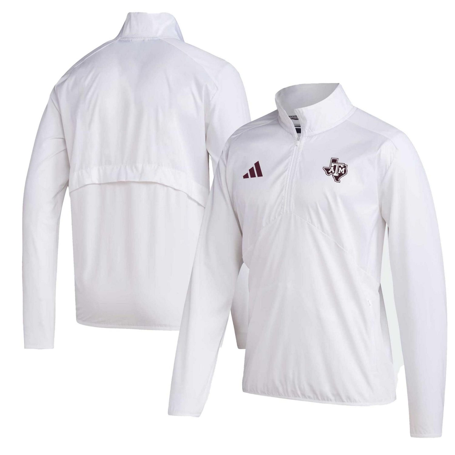 adidas Texas AM Aggies Sideline AEROREADY Raglan Sleeve Quarter-Zip Jacket
