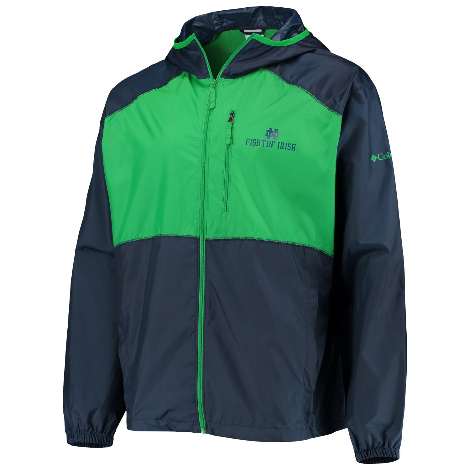 Columbia /Green Notre Dame Fighting Irish Flash Forward Hoodie Full-Zip Lightweight Windbreaker - view number 2