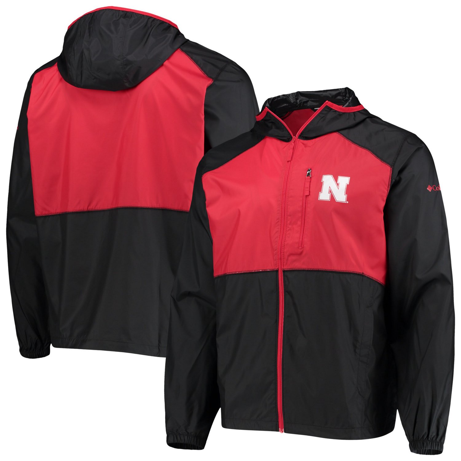 Columbia /Scarlet Nebraska Huskers Flash Forward Hoodie Full-Zip Lightweight Windbreaker - view number 1