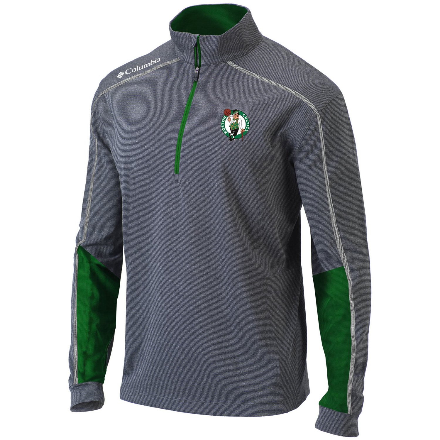 Columbia Heathered Gray/ Boston Celtics Omni-Wick Shotgun 20 Quarter-Zip Pullover Top - view number 2