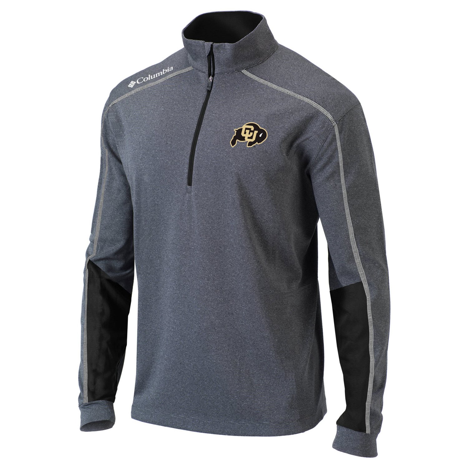 Columbia Heathered Gray/ Colorado Buffaloes Omni-Wick Shotgun 20 Quarter-Zip Pullover Top - view number 2